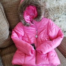 R1881 By S.Rothschild M10/12 Pink Puffy Jacket Hooded Faux Fur new Tags $88. - £31.29 GBP