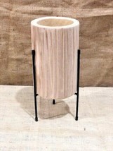 Wooden Planter Flower Cactus Plant Pot Rustic Planter Wood Metal Stand 1... - $24.99