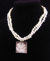 LARGE Baroque pearl Necklace / Abalone rose pendant / wedding jewelry / Vintage  - £123.90 GBP