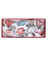 NIB SET 8 MERI MERI VALENTINE MINI COOKIE CUTTERS HEARTS-DOVE + - £10.05 GBP