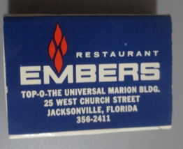 RESTAURANT EMBERS, JACKSONVILLE, FL Matchbox Full and Unstruck - £1.19 GBP