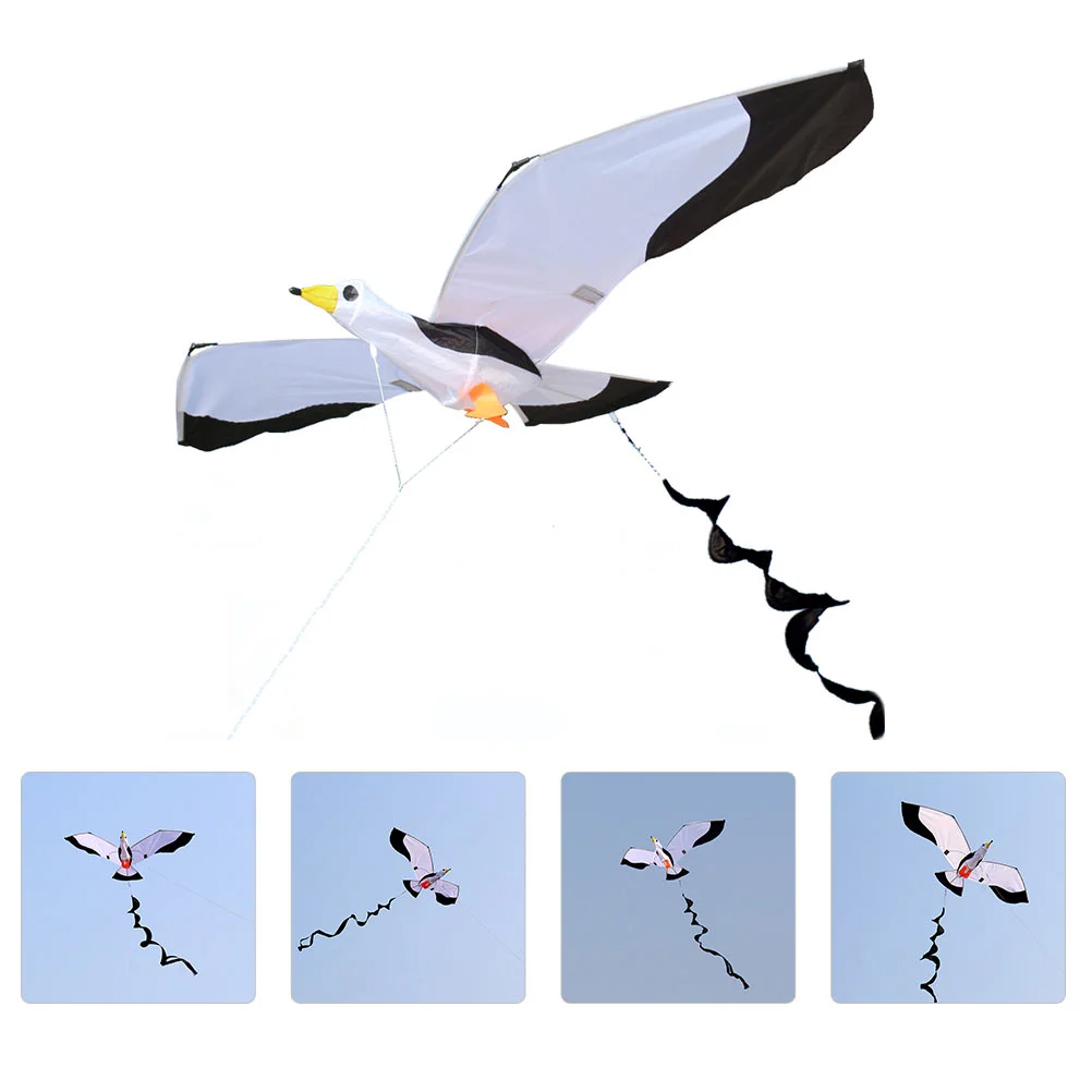 3d seagull kite adult beach toys easy fly outdoor long tail kids plaid cloth child thumb200