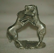 Vintage Cuter Pewter Mini Rearing Horses Figurine Miniature Shadow Box D... - $19.79