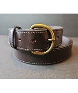 Mens Double Stitched Smooth Brown Genuine Leather Belt Sz 48/120 cm Made... - €20,26 EUR