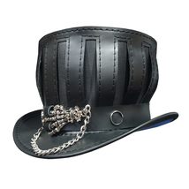 Steampunk Gothic Mad Hatter Leather Top Hat - £273.37 GBP