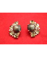 Vintage 1950’s Black Pearl Diamond Rhinestones Women’s Clip-On Fashion E... - £12.24 GBP