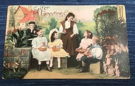 688A~ Vintage Postcard Easter Greetings Family Eggs Basket 1939 1¢ Stamp... - £3.90 GBP
