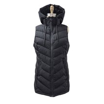 Michael Kors Black Puffer Vest Hooded Long Poly Filled Women  Sz M NWOT - £62.30 GBP