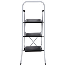 3 Steps Ladder Folding Non Slip Safety Tread Heavy Duty Industrial Home Use - £53.88 GBP