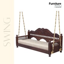 Furniture BoutiQ Solid Wood Ceiling Swing | Indian Solid Wood Jhula | Handcarved - £2,637.07 GBP
