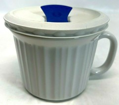 Corning Ware Stoneware French White Microwave, Oven Soup Bowl Mug, Vented Lid - £9.44 GBP