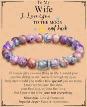 Gifts for Wife from Husband, Moonstone Bracelets Gifts for Women Teens Stretch B - £21.46 GBP