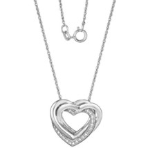 Real Diamond Accent Interlock Heart Pendant Chain 14K White Gold Plated Silver - $126.21