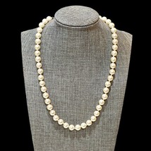 Faux Pearl Necklace Single Strand 18 Inch Creamy Luster Individual Knots... - £10.55 GBP