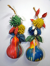 Antique (1950&#39;s) Painted Gourd/Pine Cones/Pods Hanging Décor x2 - £219.82 GBP