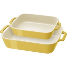 2 Piece Ceramic Stoneware Bakeware Casserole Baking Dish Set in Yellow /... - $139.99