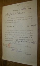 1885 BENNINGTON VERMONT SCHOOL TAX BILL RECEIPT BILLHEAD BURDON DOCUMENT - $9.89