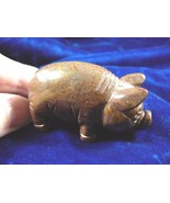 (Y-PIG-ST-719) brown red jasper PIG Piggy piglet stone gemstone FIGURINE... - $466.21 MXN
