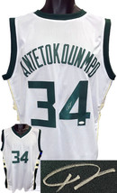 Giannis Antetokounmpo signed Milwaukee White Custom Stitched Pro Style Basketbal - £198.20 GBP