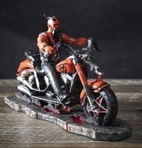 Red Inferno Devil Demon Motorcycle Chopper Biker With Pentagram Jacket Figurine - $45.99