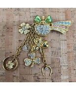 Vtg 1990s Kirks Folly Brooch Pin Fairy Pot of Gold Rainbow Rhinestones G... - $1,485.41 MXN