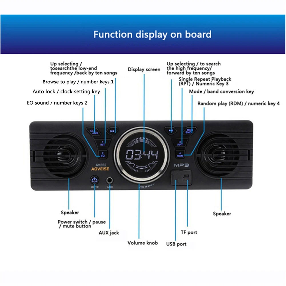 AV252B / 12V Car SD Card MP3 Audio Electric Car Radio Speaker Bluetooth ... - $32.96