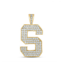 10kt Yellow Gold Mens Round Diamond S Initial Letter Charm Pendant 2 Cttw - £1,558.94 GBP