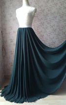 Dark Green Plus Size Maxi Chiffon Skirt Outfit Bridesmaid Maxi Chiffon Skirt image 2