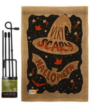 Very Scary Halloween Burlap - Impressions Decorative Metal Garden Pole Flag Set  - £27.00 GBP