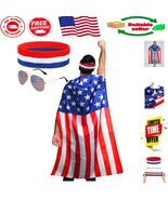 Unisex American Flag Costume Cape Set - Lightweight &amp; Colorful for 4th o... - $31.87 CAD