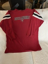 Tampa Bay Buccaneers Mens T-Shirt Sz Large 3/4 Length Sleeve Vintage Red - £13.81 GBP