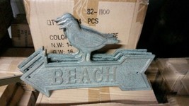 Cast Iron Beach Arrow Seagull Plaque Sign Nautical Wall Plaque Beach Ocean - £23.01 GBP