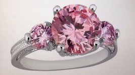2.5 CARAT Brilliant Cut Pink Sapphire 10K White Gold Filled Ring Size 7 - £28.47 GBP