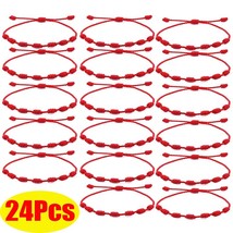 24PCS 7 Knots Red String Bracelet Protection Evil Eye Good Luck Amulet f... - $15.45