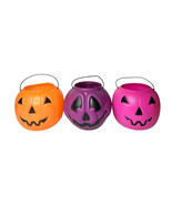 Vtg General Foam Plastics Blow Mold Jack-O-Lantern Candy Pail Purple Pin... - $29.69