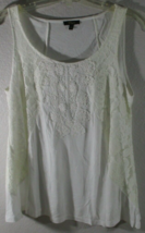 Cupio Women’s Size L Floral Lace &amp; Crochet Sleeveless Top White - £14.01 GBP