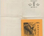 The Jumble Shop Menu 1930&#39;s and 1943 Booklet W 8th &amp; Macdougal New York  - £125.64 GBP
