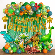 Dinosaur Birthday Party Decorations Supplies, 125Pcs Dinosaur Green Orange Blue - £24.39 GBP