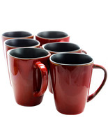 Elama Harland 14 Ounce 6 Piece Luxe and Large Stoneware Dinner Mugs in Red - £44.50 GBP