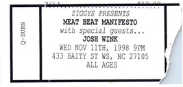 Meat Beat Manifesto Ticket Stub November 11 1998 Winston Salem North Car... - £19.54 GBP