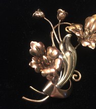 40s victorian A+Z flowers and vines brooch with mixed metals image 3