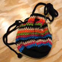 THE SAK Classic Mini Crochet Bucket Crossbody Bag Multicolored Striped RARE NWT - £48.12 GBP