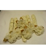 Vintage Handmade Cloth Napkins Set of 6 + Rings Pale Yellow Grey Accents - €21,10 EUR