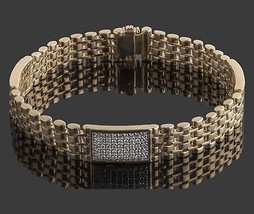 Herren 1.95 Karat Id Natürlicher Diamant Flexibel Armband 14k Gelbgold 42.4 G - £9,373.99 GBP