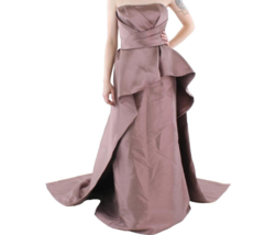 Amsale Women&#39;s Mikado Strapless Peplum Gown Size 14 B4HP NO TAGS - £389.52 GBP