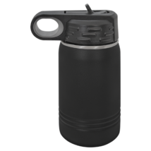 Black 12oz Double Wall Insulated Stainless Steel Sport Bottle w/ Flip To... - £13.70 GBP