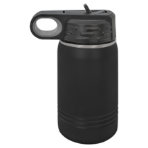 Black 12oz Double Wall Insulated Stainless Steel Sport Bottle w/ Flip Top Straw - £13.86 GBP