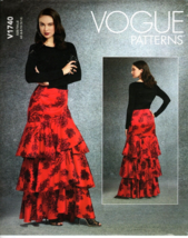 Vogue V1740 Misses 6 to 14 Maxi Tiered Wrap Skirt Uncut Sewing Pattern - £18.36 GBP