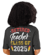 Unisex Organic Ribbed Neck T-Shirt – Retired Teacher (Back, Dark Heather... - $77.49 CAD