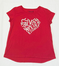 Calvin Klein Jeans girls pink tee with silver graphics sz L 12/14 Large - £3.12 GBP